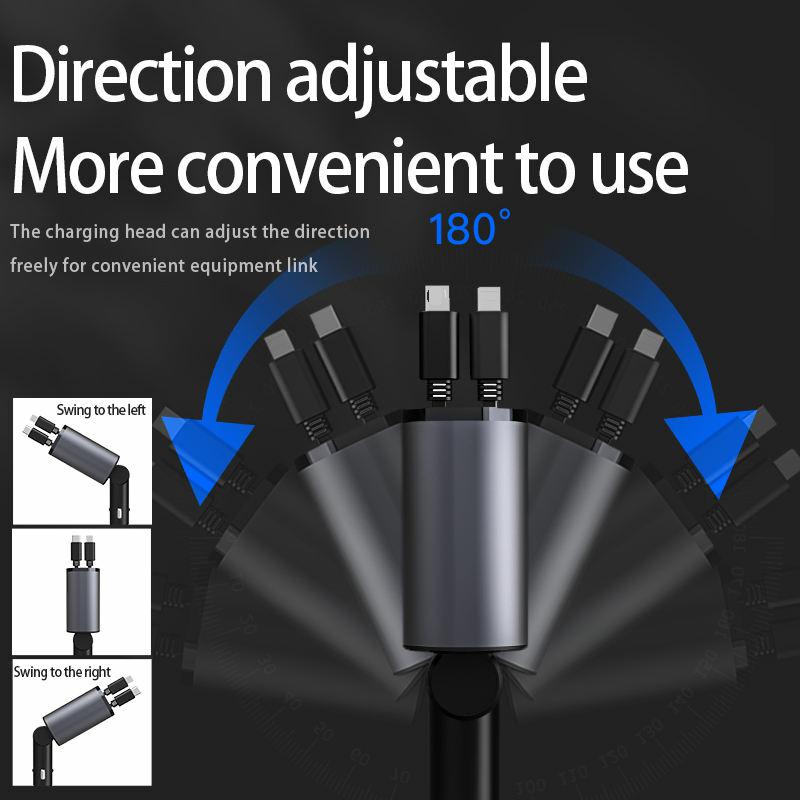 120W 4 v 1 Nabíječka do auta Zatahovací adaptér zapalovače cigaret do auta Kabel rychlé nabíječky USB typu C Pro IPhone Xiaomi Samsung