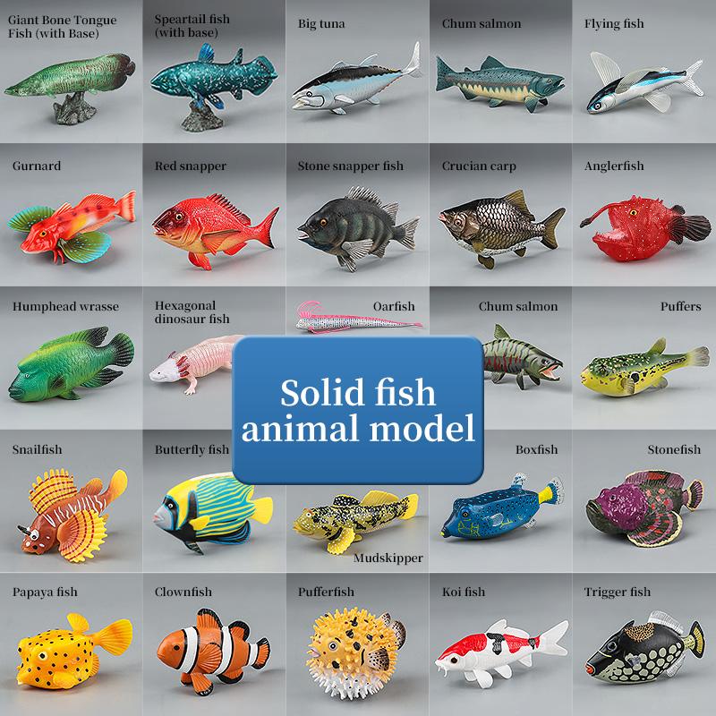 Set di Action Figure Modello Animali Marini - Pesci Oceanici Tonno Pesce Vela Persico Cernia Salmone PVC Giocattolo Educativo per Bambini