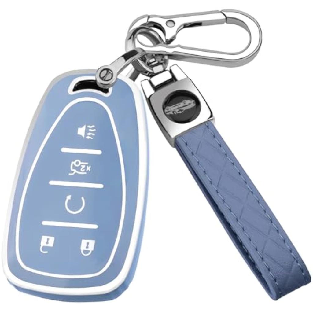 Für Chevy Autoschlüsselhülle mit Schlüsselanhänger, Weiche TPU-Schlüsselhülle Schale Vollschutz für 2016-2021 Chevy Equinox Malibu Camaro Cruze Blazer Traverse Trax
