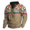 Men's Printing Plush Warm Coat Fleece Sweater Casual Coat Pocket Sweater Autumn Winter