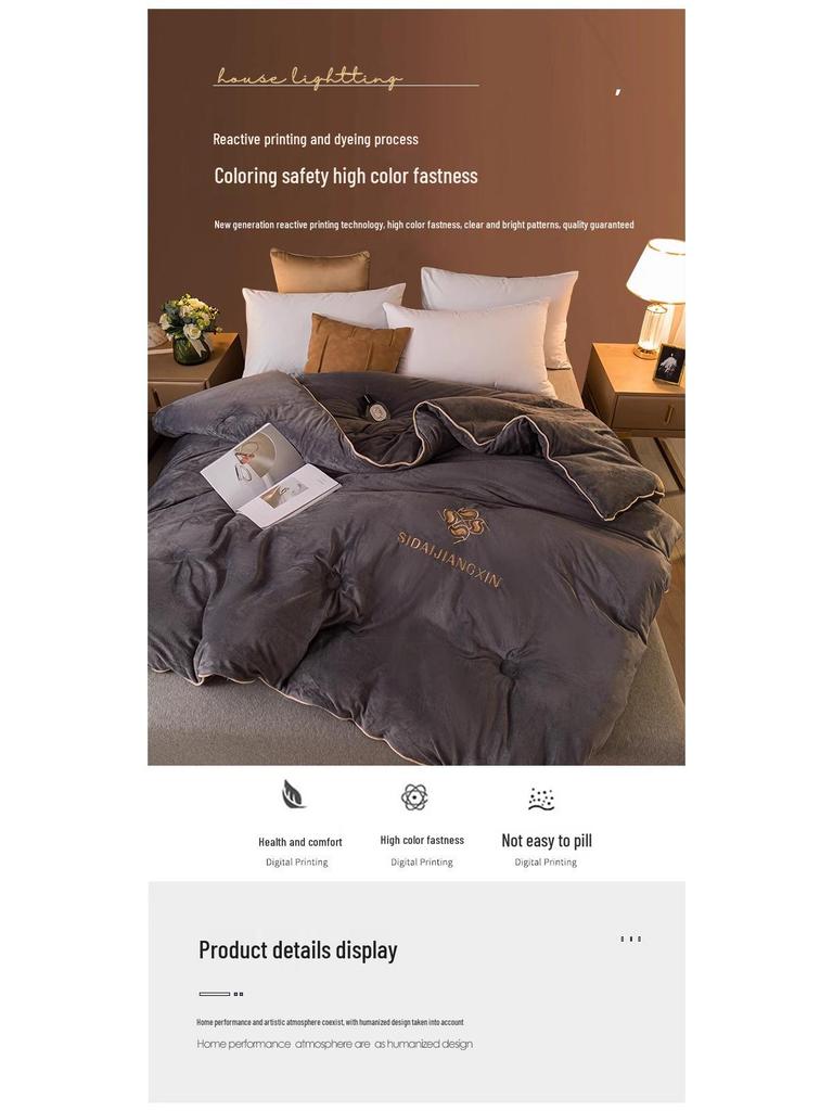 Cozy Autumn-Winter Double Patchwork Quilt: Plush Velvet Warm Bedding for Dorms & Homes