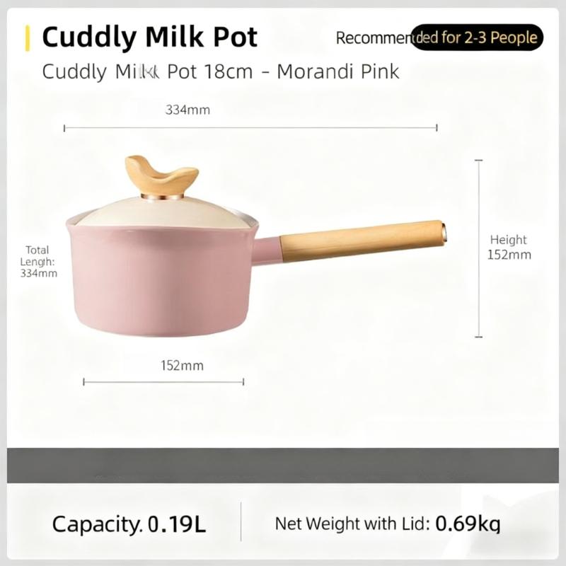18cm Household Non Stick Milk Pot Stone Color Baby Multi-functional Cooking Pot Baby Food Boiling Special Pot Clay Pot