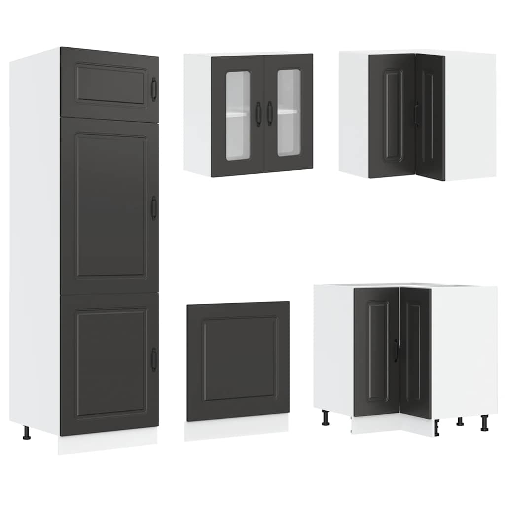 14 Piece Kitchen Cabinet Set Kalmar Black Wood Based Panel