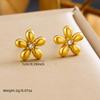 Trendy Gold-Plated Flower Pendant Necklace Set with Diamond Inlay