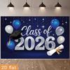 2D Class of 2026 Graduation Banner with Cap and Scroll for Graduation Event