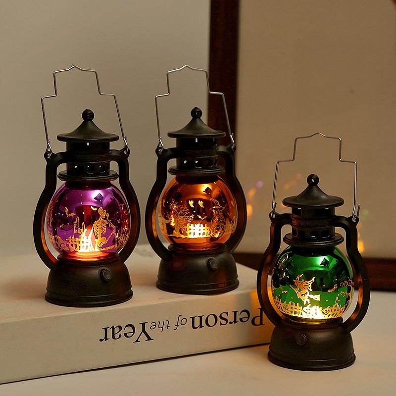 2025 Halloween Led Pumpkin Light Mini Plastic Retro Oil Lamp Battery-Operated Lantern Decor For Indoor Outdoor Spooky Atmosphere