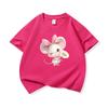 Kids Cotton T Shirt Adorable Mouse With Bow  Flower Print Crew Neck Short Sleeve Tee Casual Boys Girls Summer Tops