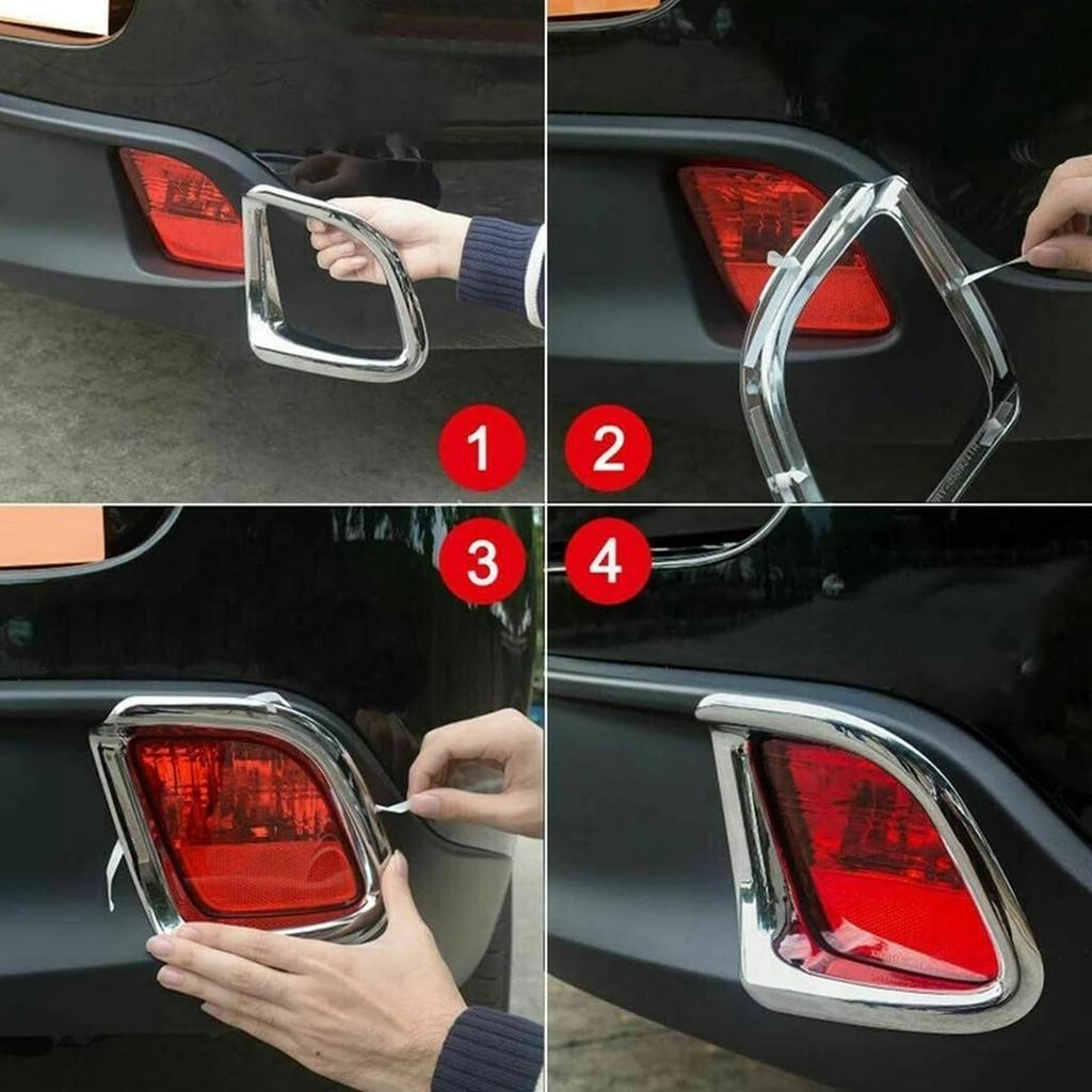 Chrome Highlander Rear Bumper Reflector Fog Light Lamp Frame Bezel Molding Cover Trims for 2014-2018 Toyota Highlander