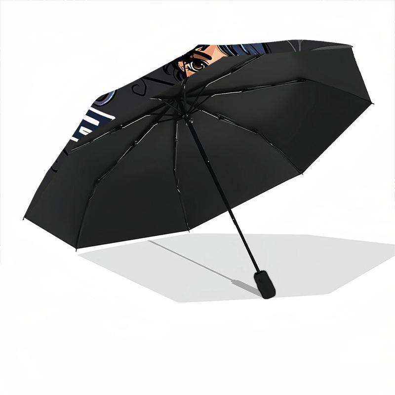 1pc Wednesday Addams Gothic Horror Custom Name Automatic Folding Umbrella, Durable Plastic & Iron, Lightweight for Outdoor Daily Use S1230015