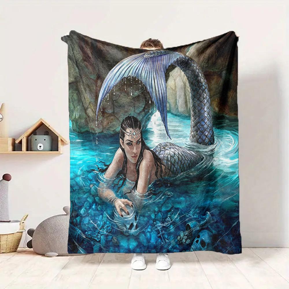 Mermaid Flannel Blanket Throw Blanket Soft Warm Sofa Bed Camping Home Decor Unique Christmas Gift Cs9227