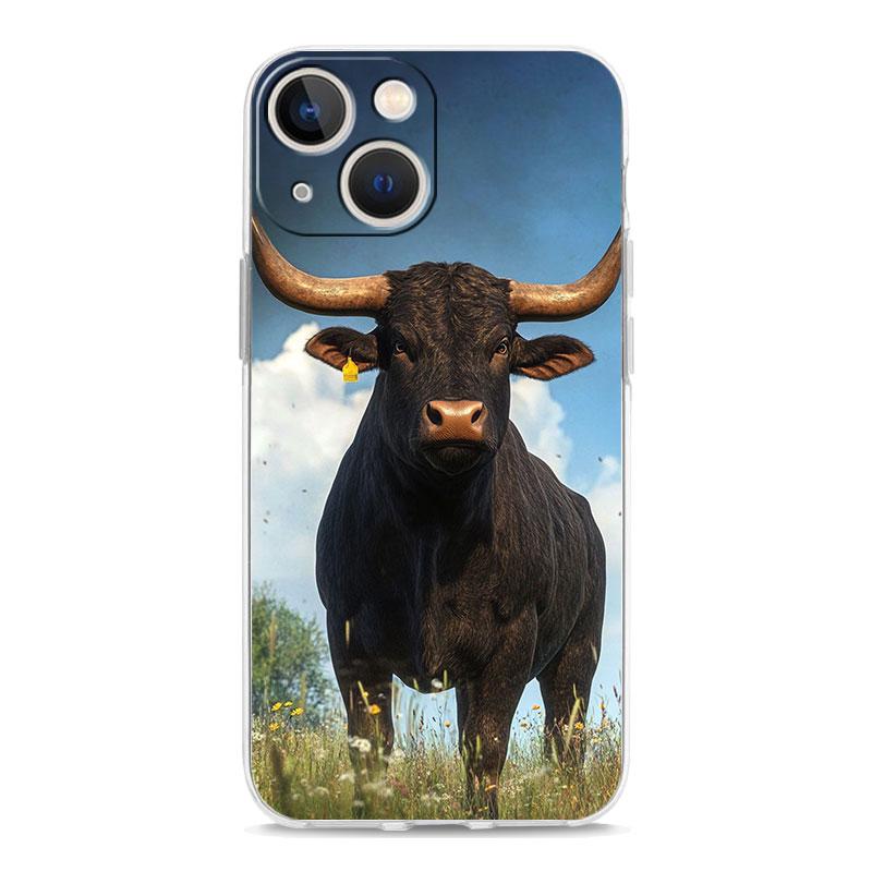 Phone Case For iPhone 17 Cases iPhone Air 16 15 12 13 14 Pro Max 7 8 Plus 16Pro iPhone11 Clear Soft Cover Bull Animal