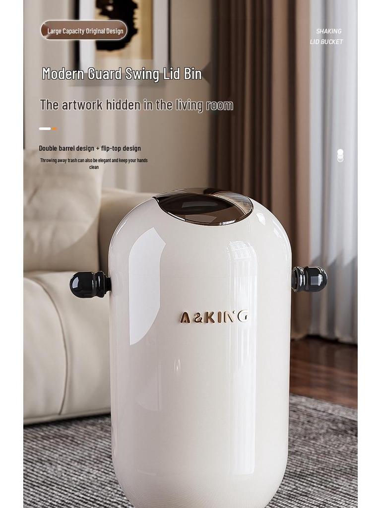 High-End Large Capacity Trash Can with Lid – Elevated Design for Kitchen & Living Room, No Bend Needed, Stylish & Sophisticated Appearance