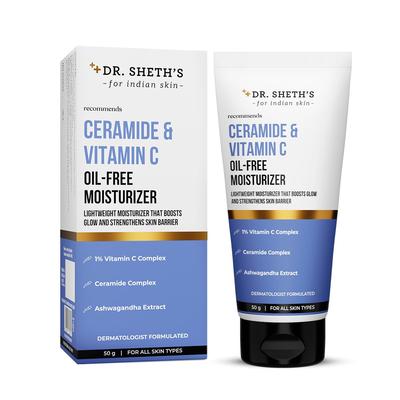 Dr. Aceite con Ceramida y Vitamina C de Sheth - Hidratante sin Aceite | Hidratante Ligero para Hidratar y Iluminar la Piel | Con Vitamina C, Ceramida y Ashwagandha