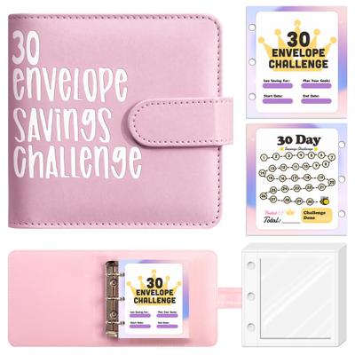 Geldordner zum Bargeldsparen, 30 Umschläge, Geldspar-Challenge, Haushaltsbuch, Bargeld-Organizer aus Kunstleder für Zuhause, Schule, Reisen