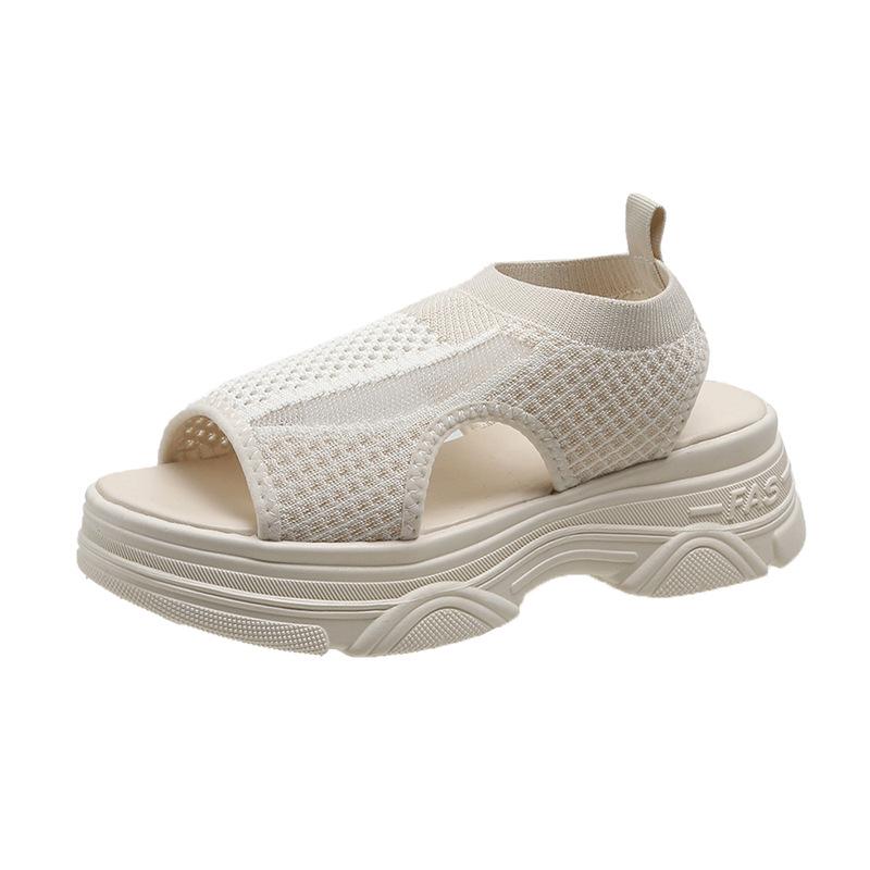 Women's 2025 Summer Korean Style Mesh Sandals with Thick Soles