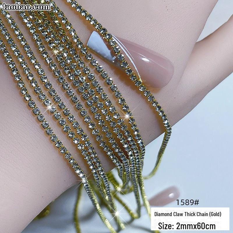 

Позолоченные 3D алмазные цепочки для ногтей: Мини-роскошные украшения для ногтей своими руками