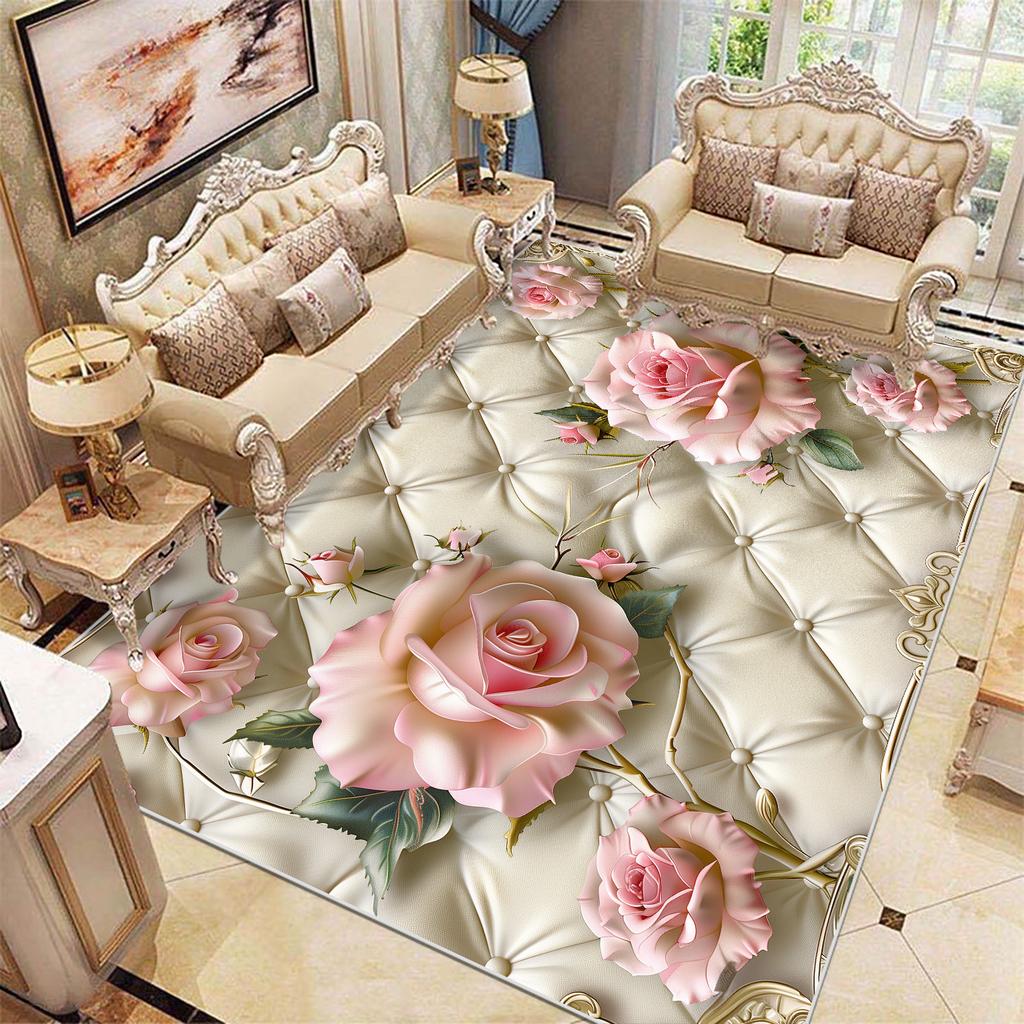 Dywan w kwiaty w stylu europejskim do salonu, pod sofę, miękkie dywaniki, luksusowy wystrój sypialni, dywanik przy łóżku, duże dywaniki do pokoju, szatni, salonu, maty podłogowe