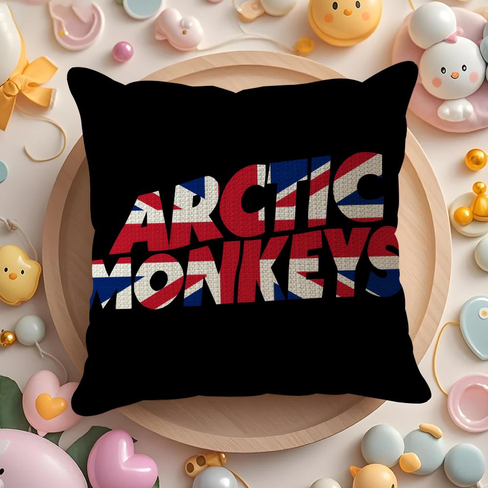 A-Arctic M-Monkeys Band Cushion Cover Natural Linen Organic Fabric Double-Sided Printing Sofa Home Decor Gift Pillow Cover