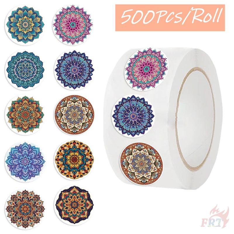 500Pcs/Roll Mandala Patterns Kids Rewards Stickers - DIY Scrapbooks Album Decor Sealing Label Decals
