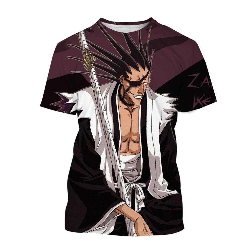 Sommer Rundhals 3D Japanischer Anime Bleach Aufdruck Top Modisch Lässig Kurzärmelig Kinder Jungen T-Shirts