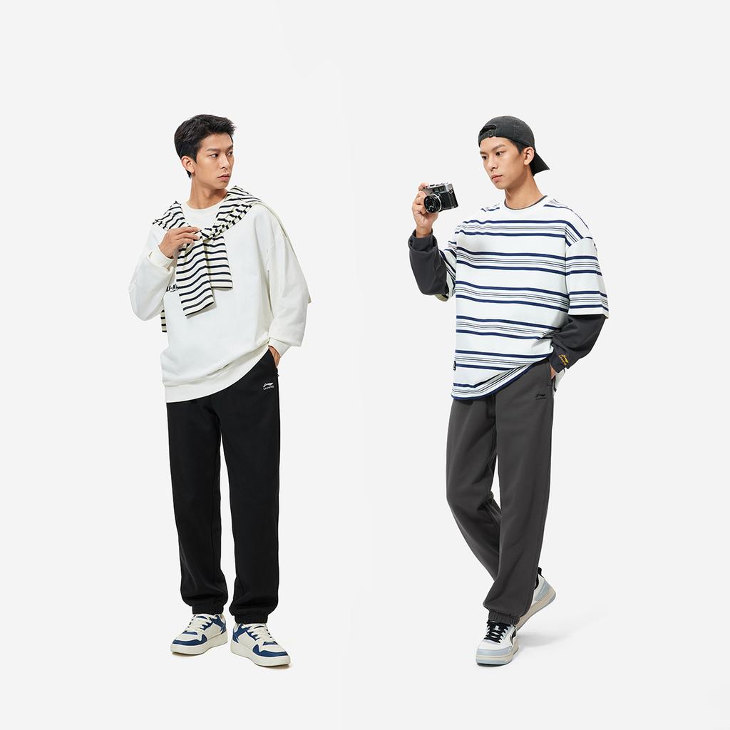 Li Ning Sport-Lifestyle-Serie Einfache Vielseitige Bequeme Lässige Bündchen-Jogginghose mit mittlerer Taille für Herren AKLVE23-1