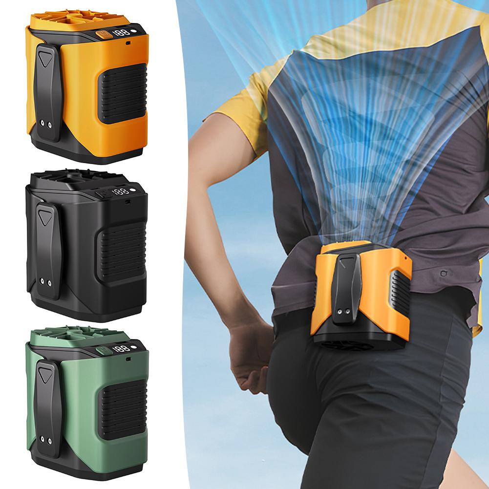 Cool Clip Fan Under Shirt Personal-Cooling Belt Fan Rechargeable 6000mah Outdoor Camping Waist Fan with Power Bank LED Light