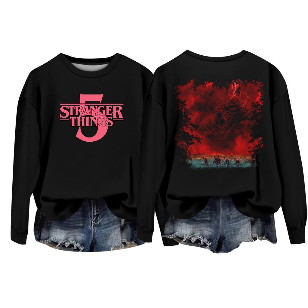 Damska codzienna bluzka typu pulower z okrągłym dekoltem i długim rękawem, z nadrukiem walentynkowym