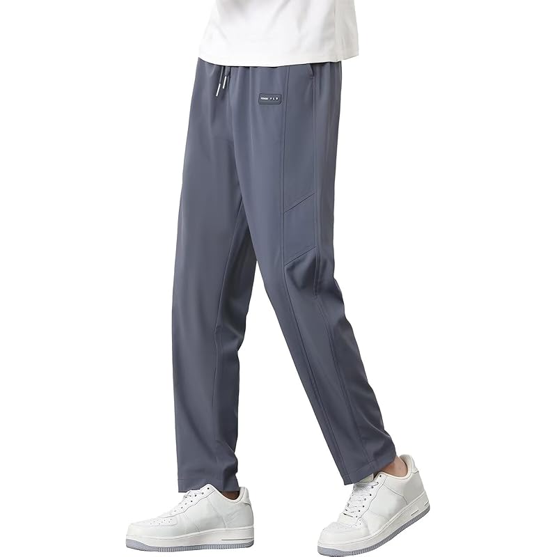 

[Prinior] pants men s pants cold sensation quick drying stretch ice silk adjustment string long length simple Popularity cool big size high quality