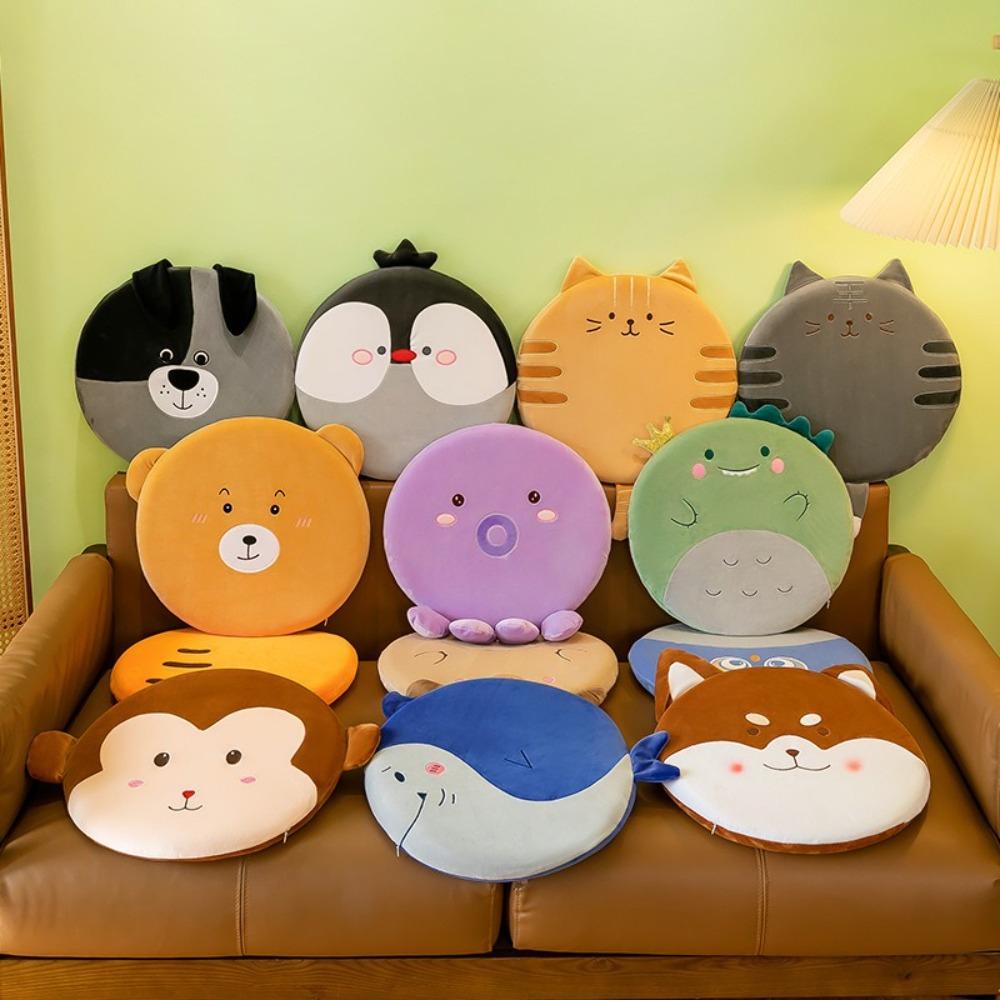 Cartoon Animal Dog Cat Chair Cushion Thick Sofa Pillow Plush Toy For Office Student Dormitory Car