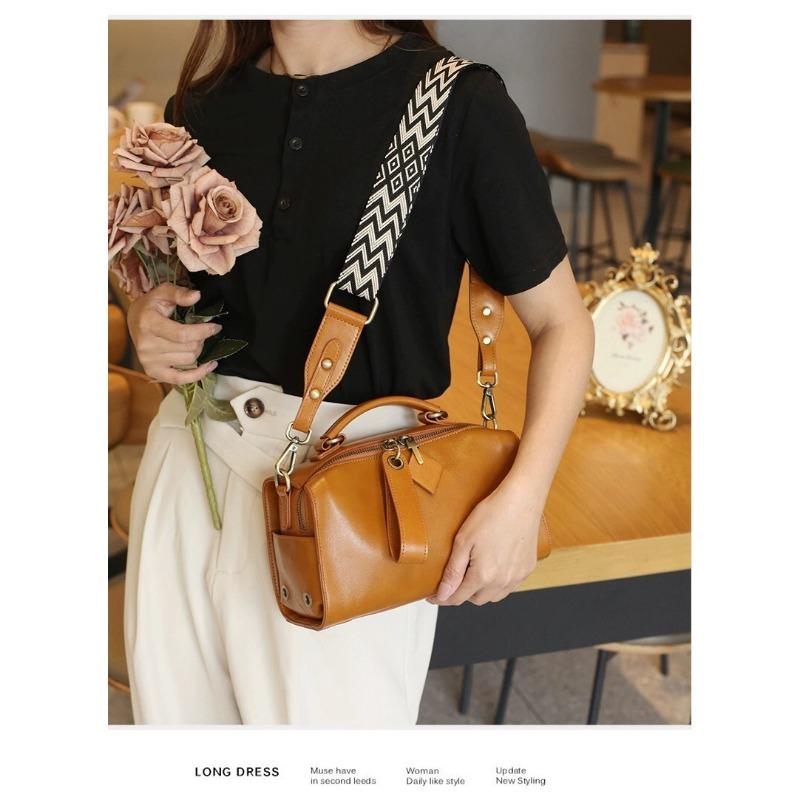 Genuine Leather Women's Bag New Fashionable Top Vegetable Tanned Cowhide Shoulder Bag Korean Style Versatile Hand Crossbody Bag