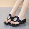 2025Retro Ladies  Summer New Platform Wedge Rhinestones Flip-flops Sandals Fashion Comfy High Thick Heel