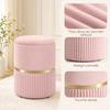 Pouf Ottoman Footrest Storage Box In Corduroy Velvet 36 X 36 X 44 Cm For Living Room Bedroom Pink