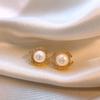 Pearl stud earrings fashion double C-shaped design earrings French light luxury versatile earrings
