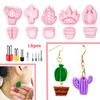 18Pcs Spring Fresh-Cactus Soft Pottery Cutter Earring Jewelry Pendant Maker Green Plant Ornament Pendant Cutting Mold