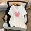Women's Plus Size Slimming Loose Mid-Length Short-Sleeve T-Shirt (200/300/350 Jin)