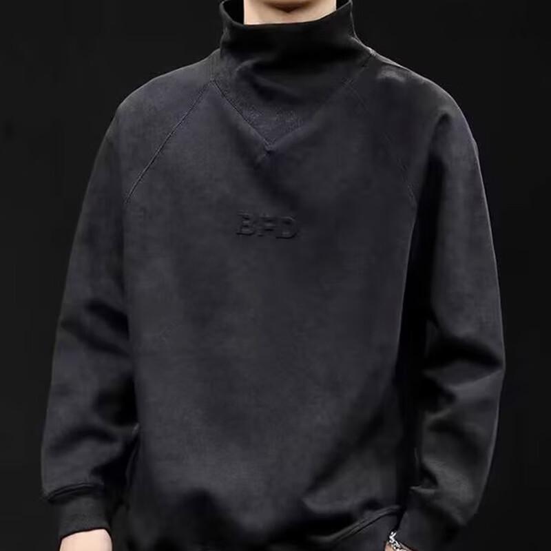 MaoRen Men's Semi-High Neck Heavyweight Long-Sleeve T-Shirt