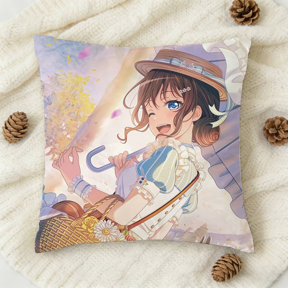 Anime BanG Dream Doublesided Printed Square Decorative Cushion Cover for Sofa Living Room Home Decor