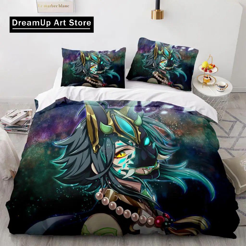 3D Print Anime Genshin Impact Xiao Bedding Set Boys Girls Twin Queen Full Size Duvet Cover Pillowcase Bed Adult Bedroom