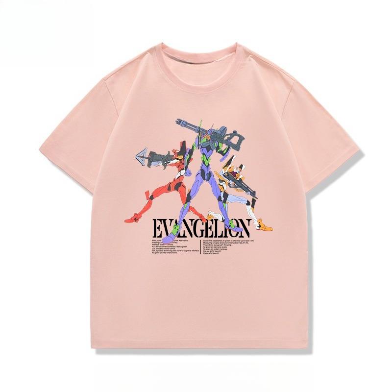 EVA Peripheral Shortsleeved Tshirt Summer Cotton Halfsleeved Unisexs and Womens Casual Clothes Sports Popular Short Sleeves A