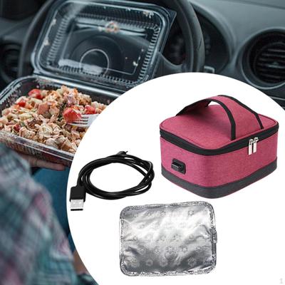 Heated Lunch Box Electric Heating Bag Container with Zipper, USB Food Heater for