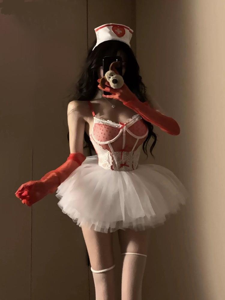 Christmas Sexy Lingerie Hot Dress Cosplay Santa Costumes Red White Short Skirt Fun Clothing Elegant Role Playing Outfit Garment