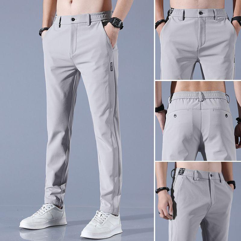 Ice pants men's summer new business fashion large size thin elastic casual trousers