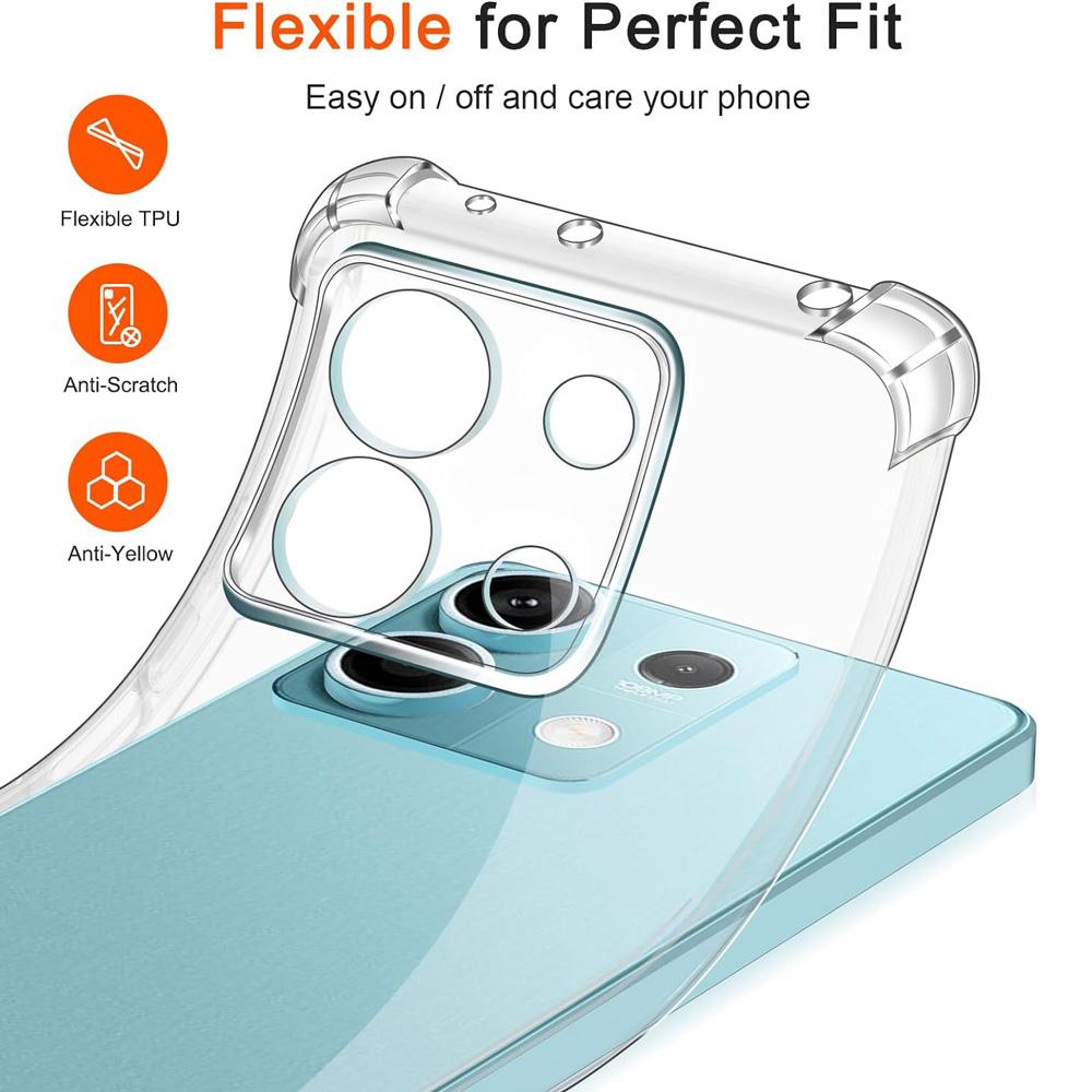 Silný nárazuvzdorný silikonový průhledný kryt na telefon pro Xiaomi Redmi Note 13 5G 13 Pro 4G 12 5G 11S 4G 10 Pro Ochranný zadní kryt