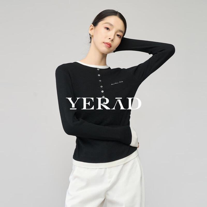 Yalida Women's Faux Two-Piece Slim-Fit Wool Blend Knit Sweater