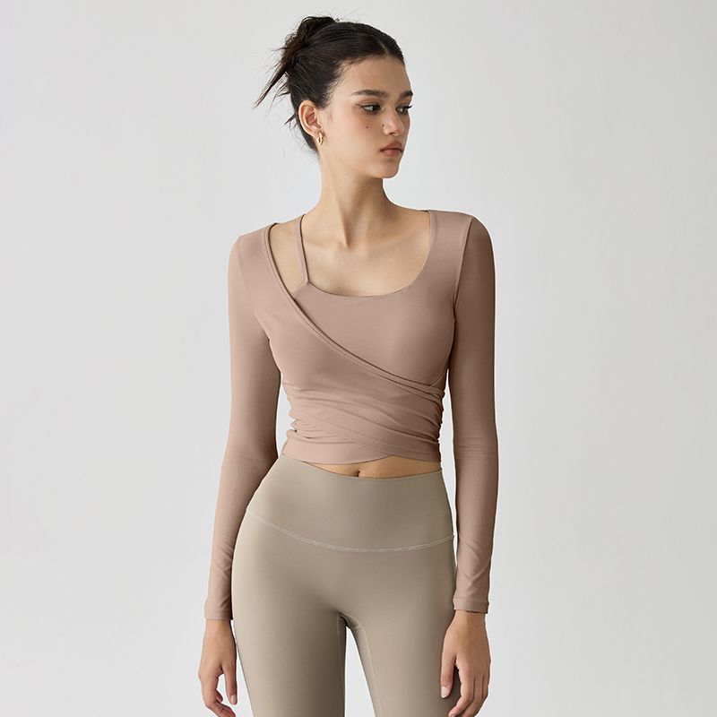 Mitaogirl Kendall With Chest Pad Yoga Clothes Top Women Slimming Running Sports T-shirt Professional Training Workout Clothes