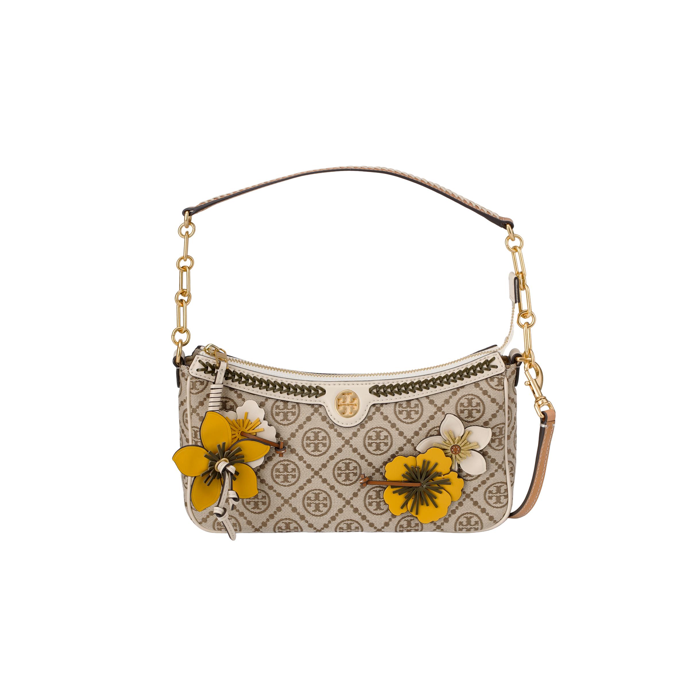 

Tory Burch Woven Floral Monogram Zip Closure Leather Tote Crossbody Shoulder Bag Women bags Hazelnut-Brown 88468-222 Basic Set (Bag+Dust Bag)