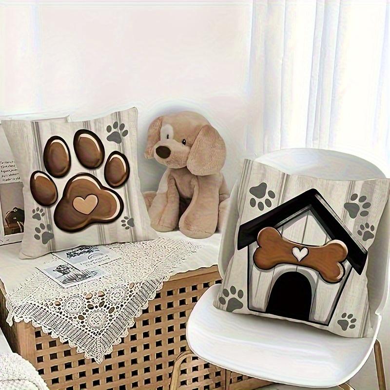 Zampe di Cane, Cuori, Cuccia per Cani Stampa Digitale Federa Cuscino Peluche Corto Adatta per Soggiorni Camere da Letto Divani Cuscino Decorativo