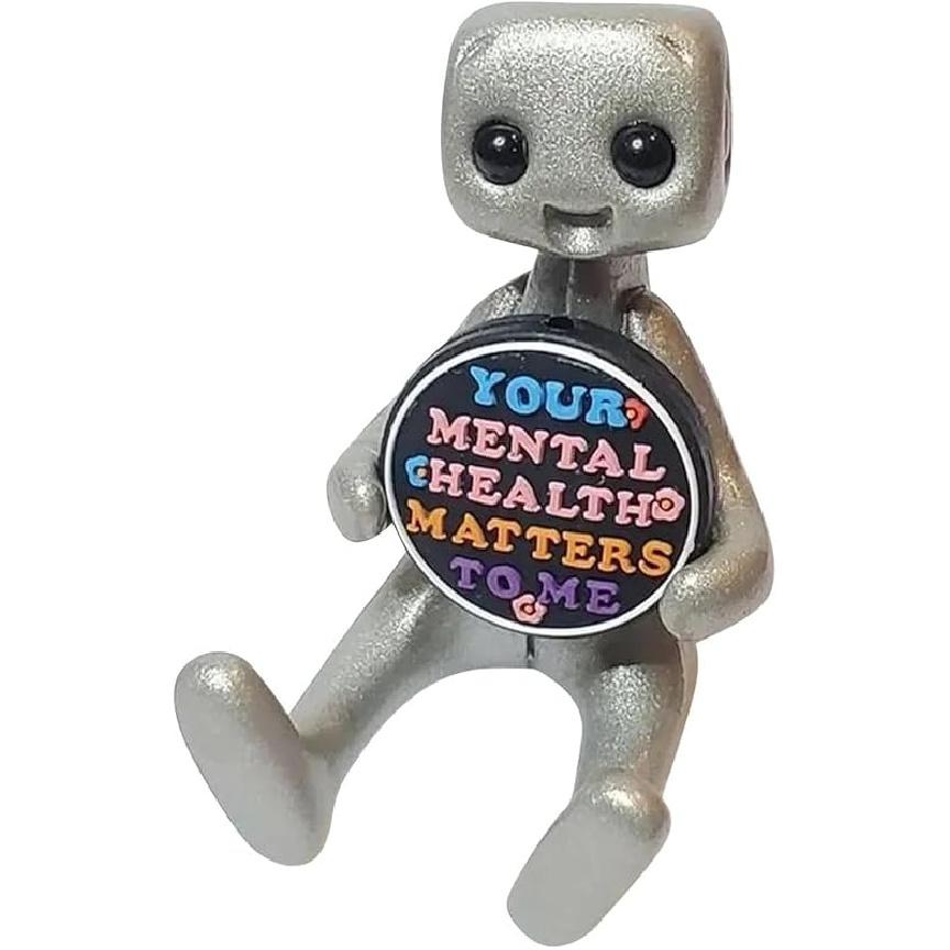 Cute Robot Statue, Your Anxiety Is A Lying H*e Robot Figurine Resin Art Toy Mental Health Kawaii Desk Buddy, Funny Robot Image Motivational Desktop