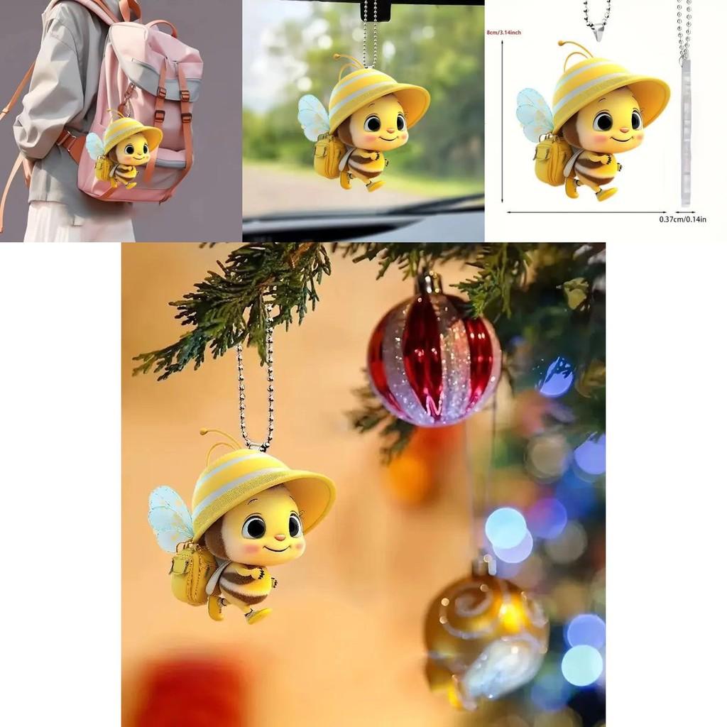 Adorable Acrylic Cartoon Bumblebee Car Ornament Ideal For Stylish Vehicle Decor