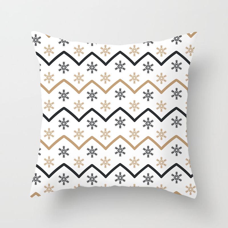 Happy New Year Christmas Elk Snowflake Printing Cushion Cover for Home Living Room Sofa Decoration Square Pillow Cover